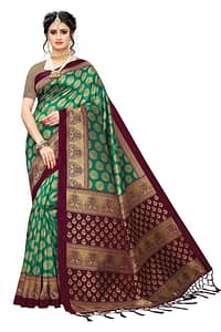 Anni Designer Women's Rama Color Banarasi Silk Saree