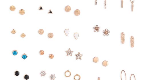 Zaveri Pearls Set Of 25 Gold Tone Smart Casual Wear Studs & Hoop Earrings For Women-ZPFK14053