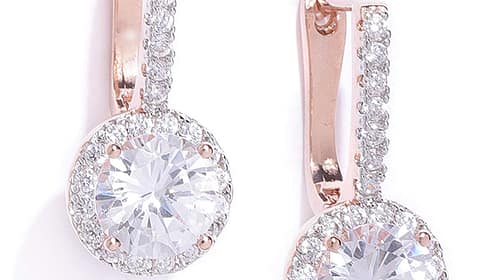 Zaveri Pearls Glittering Cubic Zirconia Studded Rose Gold Bali Earring For Women-ZPFK7993