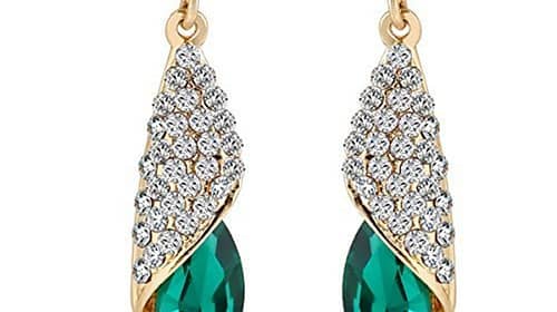 YouBella Jewellery Crystal Drop Earrings for Girls and Women (Golden Green)