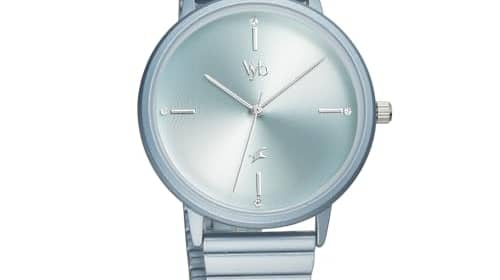 Fastrack Vyb Quartz Analog Light Blue Dial Stainless Steel Strap Watch for Women-FV60021KM03W