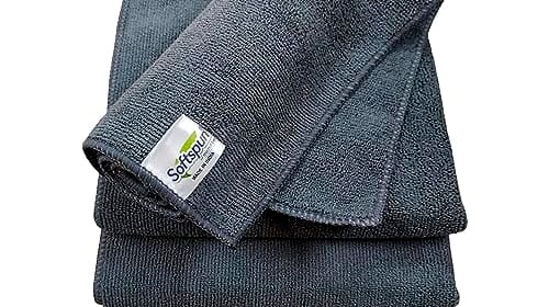 SOFTSPUN Microfiber Cloth - 4 pcs - 40x40 cms - 340 GSM Grey! Thick Lint & Streak-Free Multipurpose Cloths - Automotive Microfibre Towels for Car Bike Cleaning Polishing Washing & Detailing.