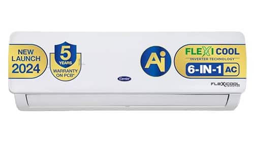 Carrier 1.5 Ton 3 Star AI Flexicool Inverter Split AC (Copper, Convertible 6-in-1 Cooling,High Density Filter, Auto Cleanser, 2024 Model,ESTER NEO Exi+, CAI18ER3R34F0,White)