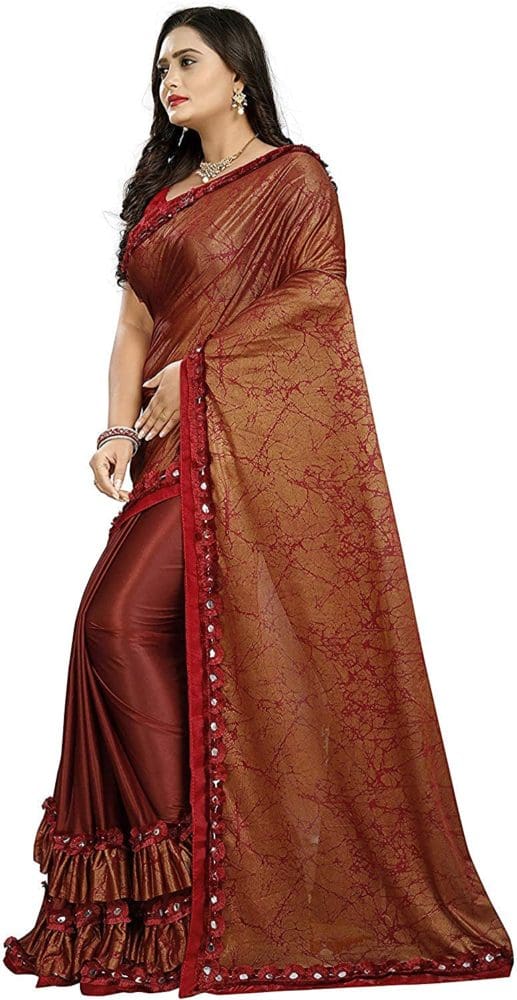 Diya Creation Women's Lycra & Malai Saree With Blouse Piece - Image 3