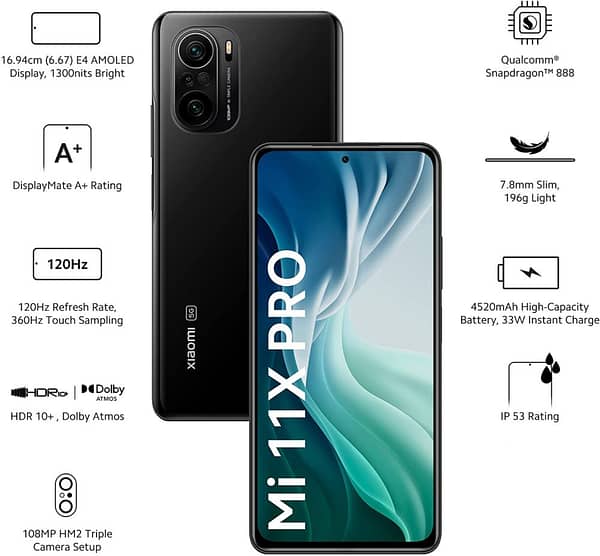 Mi 11X Pro (Cosmic Black, 8GB RAM, 128GB Storage) | Upto INR 4000 Off on HDFC Bank Cards and EMI | Upto 12 Months No Cost EMI - Image 3