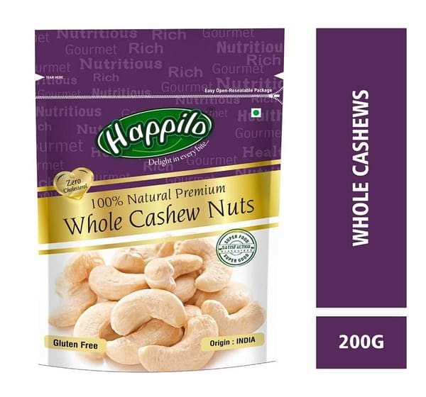 Happilo 100% Natural Premium Whole Cashews, 200g - Image 2