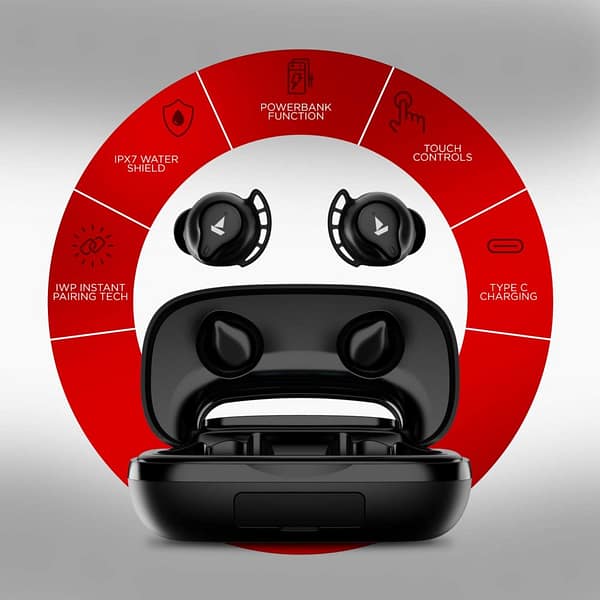 boAt Airdopes 621 Bluetooth Truly Wireless Earbuds with Mic(Active Black) - Image 2