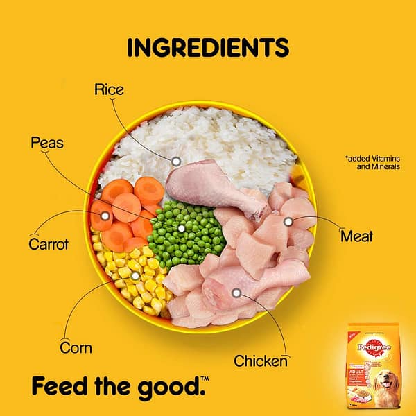 Pedigree Adult Dry Dog Food, Meat & Vegetables, 20kg Pack - Image 2