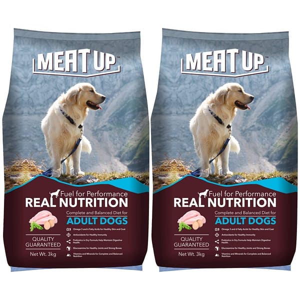 Meat Up Adult Dog Food, 3 kg (Buy 1 Get 1 Free)