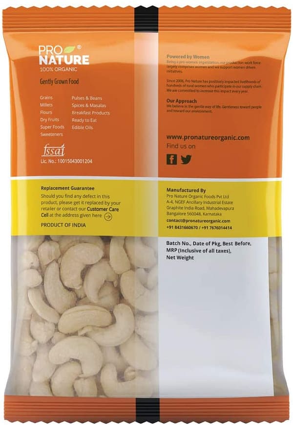 Pro Nature 100% Organic Cashew Nuts, 100g - Image 2