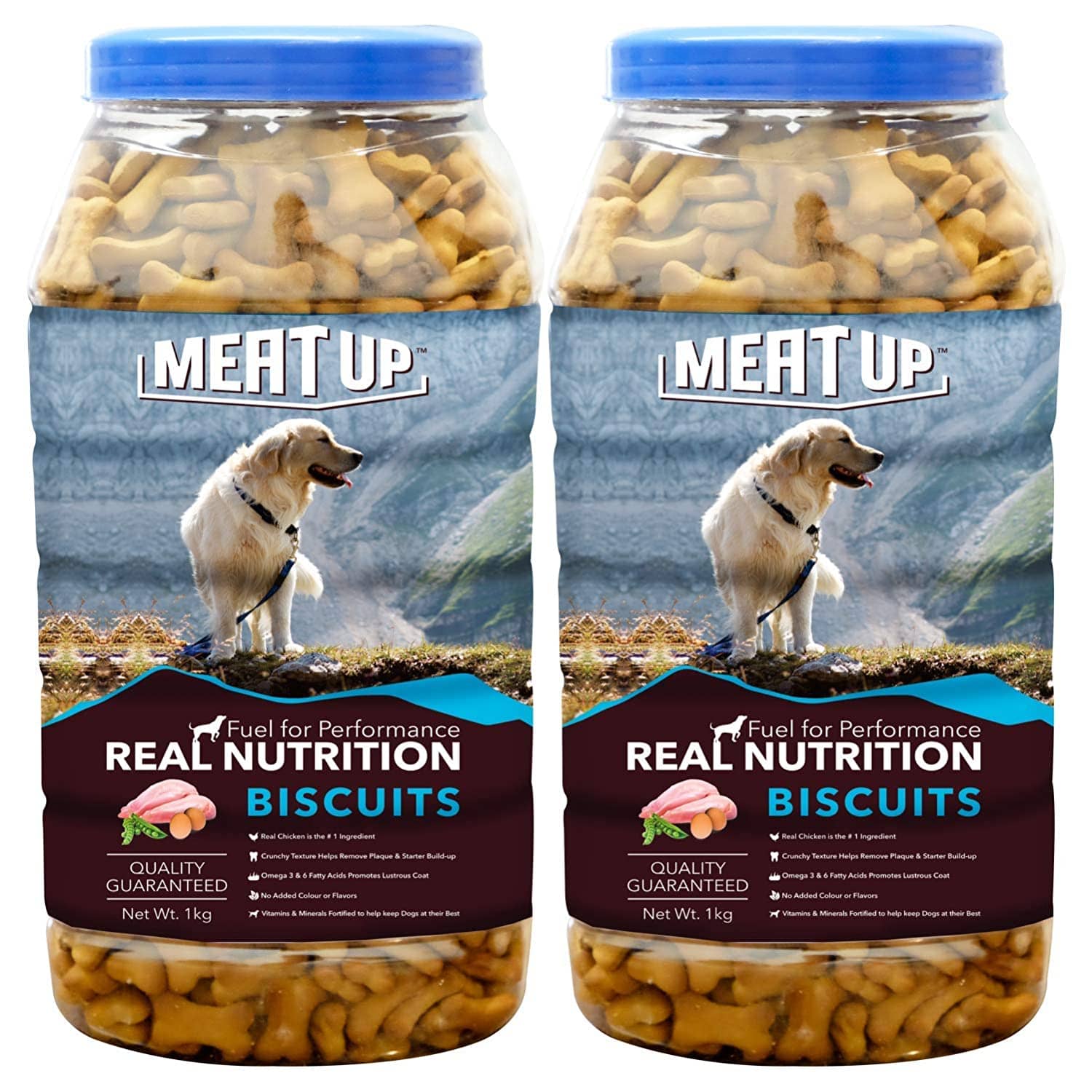 Meat Up Dog Food Chicken Flavour Real Chicken Biscuit, 1kg (Buy 1 Get 1 Free)